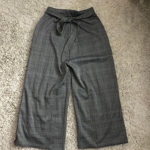 Black and white wide leg pants houndstooth plaid